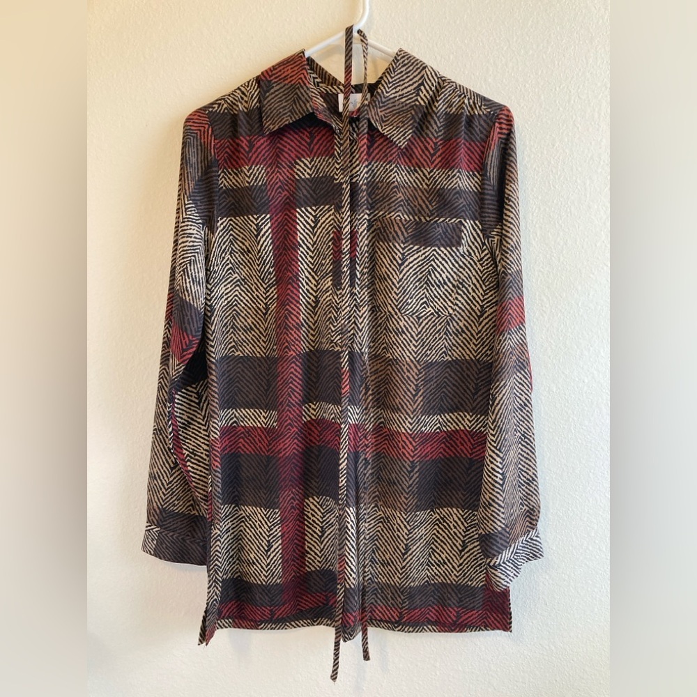 Jaclyn Smith Multicolor Brown Patterned Blouse Size S